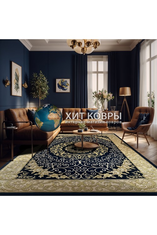 Китайский ковер 002020 Синий-бежевый